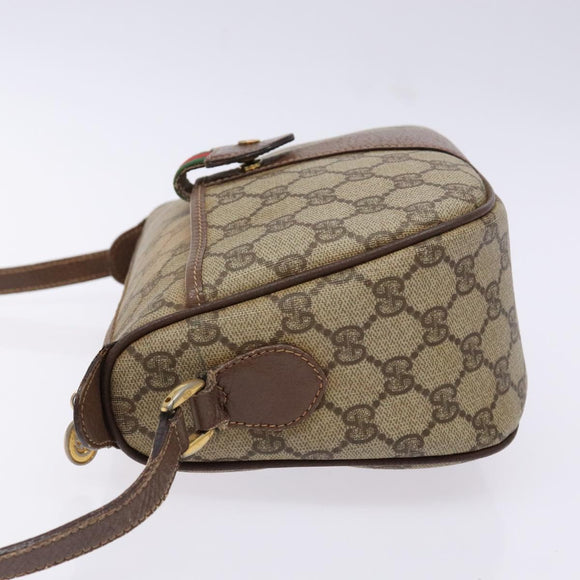 GUCCI GG Supreme Web Sherry Line Shoulder Bag PVC Beige 001 754 6177 Auth 135056