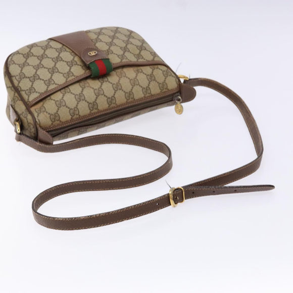 GUCCI GG Supreme Web Sherry Line Shoulder Bag PVC Beige 001 754 6177 Auth 135056