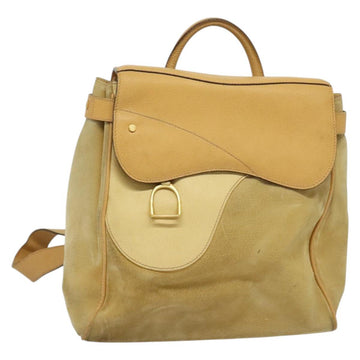 GUCCI Backpack Suede Leather Beige Gold Auth 135058