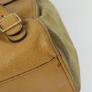 GUCCI Backpack Suede Leather Beige Gold Auth 135058-9