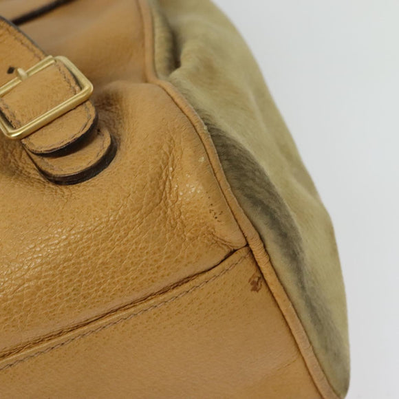 GUCCI Backpack Suede Leather Beige Gold Auth 135058