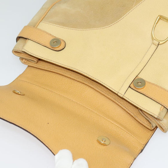 GUCCI Backpack Suede Leather Beige Gold Auth 135058