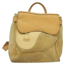 GUCCI Backpack Suede Leather Beige Gold Auth 135058-13