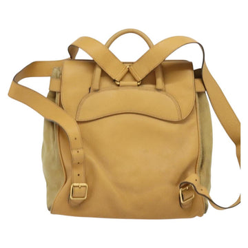 GUCCI Backpack Suede Leather Beige Gold Auth 135058 - 0