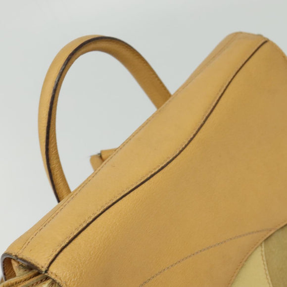 GUCCI Backpack Suede Leather Beige Gold Auth 135058