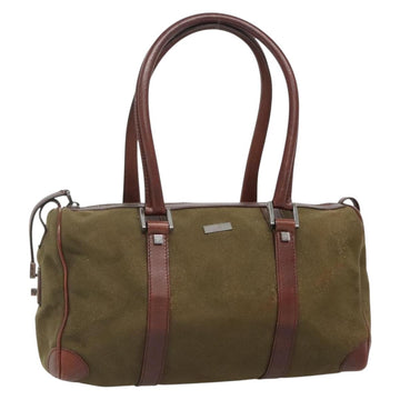 GUCCI Hand Bag Canvas Leather Khaki Brown 30458 Auth 135059