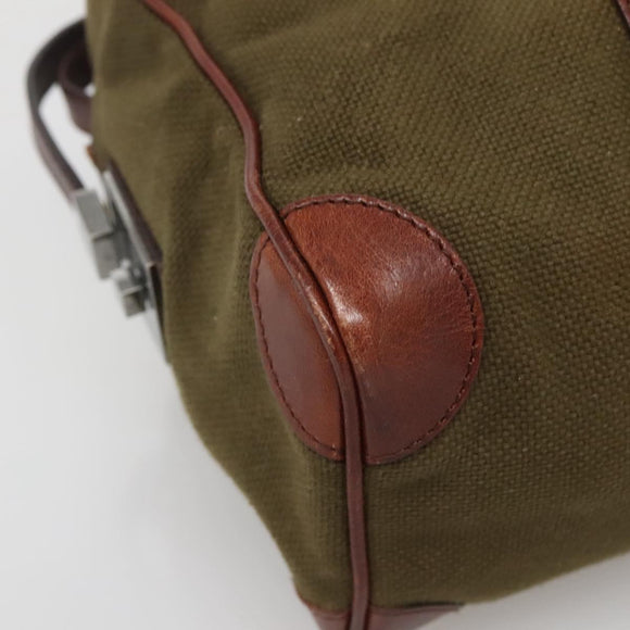 GUCCI Hand Bag Canvas Leather Khaki Brown 30458 Auth 135059