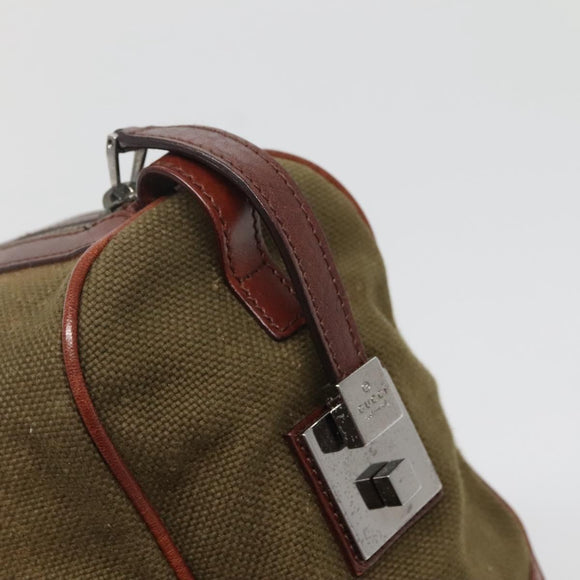 GUCCI Hand Bag Canvas Leather Khaki Brown 30458 Auth 135059