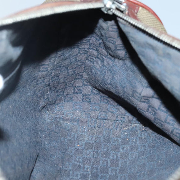 GUCCI Hand Bag Canvas Leather Khaki Brown 30458 Auth 135059
