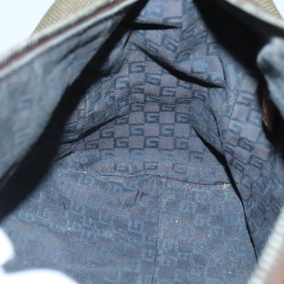 GUCCI Hand Bag Canvas Leather Khaki Brown 30458 Auth 135059