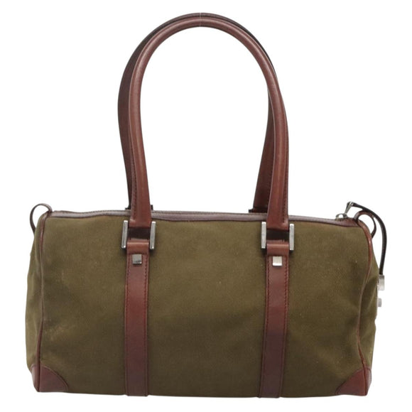 GUCCI Hand Bag Canvas Leather Khaki Brown 30458 Auth 135059