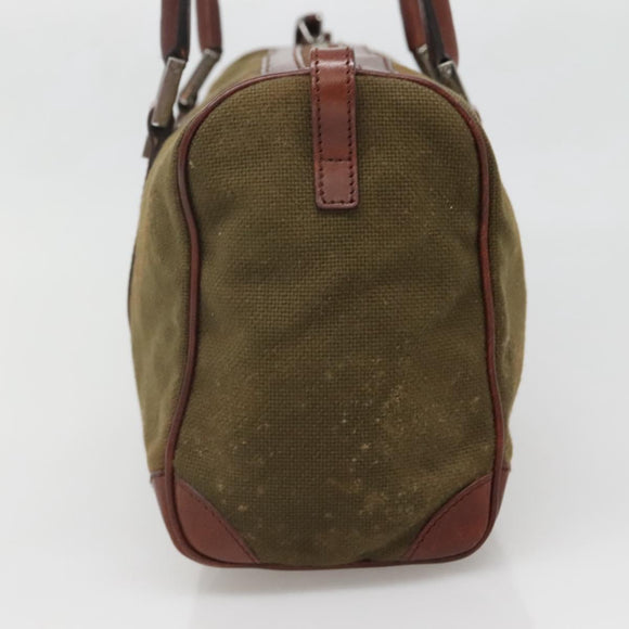 GUCCI Hand Bag Canvas Leather Khaki Brown 30458 Auth 135059