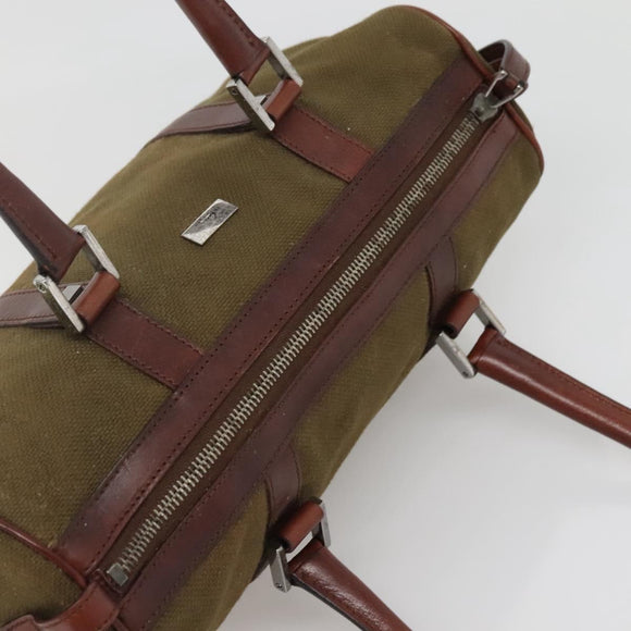 GUCCI Hand Bag Canvas Leather Khaki Brown 30458 Auth 135059