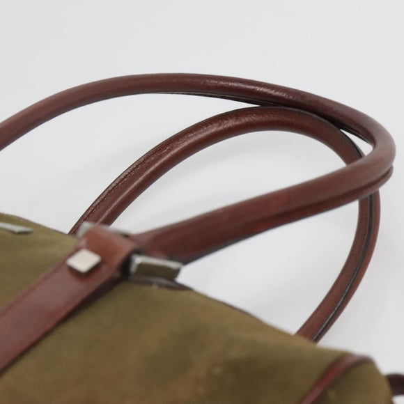 GUCCI Hand Bag Canvas Leather Khaki Brown 30458 Auth 135059