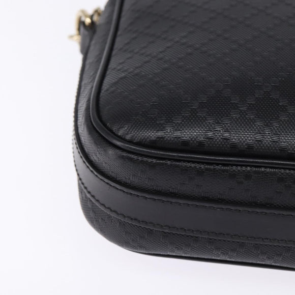 GUCCI Diamante Hand Bag Leather 2way Black Gold 344357 Auth 135065