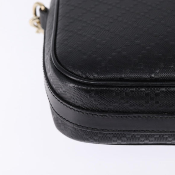 GUCCI Diamante Hand Bag Leather 2way Black Gold 344357 Auth 135065