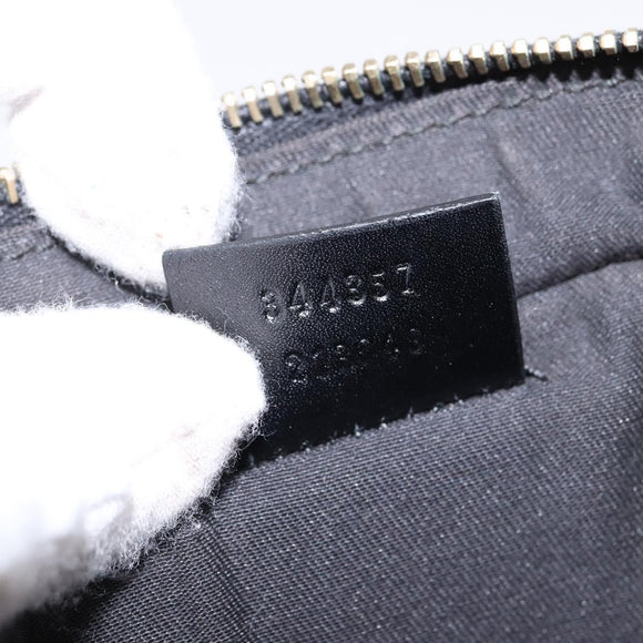 GUCCI Diamante Hand Bag Leather 2way Black Gold 344357 Auth 135065