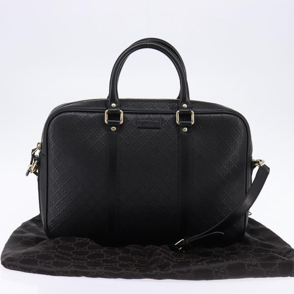 GUCCI Diamante Hand Bag Leather 2way Black Gold 344357 Auth 135065