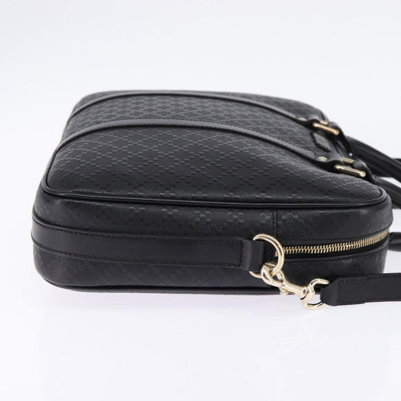 GUCCI Diamante Hand Bag Leather 2way Black Gold 344357 Auth 135065