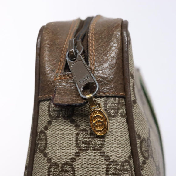 GUCCI GG Supreme Web Sherry Line Clutch Bag PVC Beige Red 63 01 012 Auth 135068