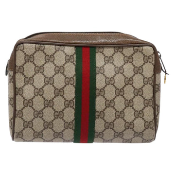 GUCCI GG Supreme Web Sherry Line Clutch Bag PVC Beige Red 63 01 012 Auth 135068 - 0