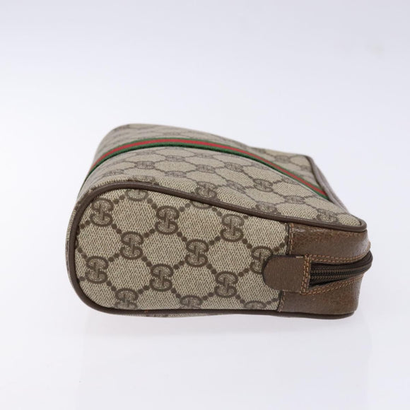 GUCCI GG Supreme Web Sherry Line Clutch Bag PVC Beige Red 63 01 012 Auth 135068