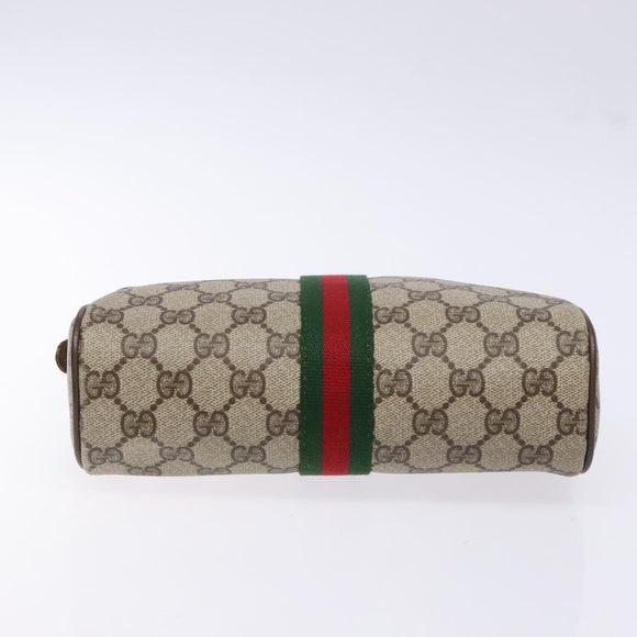 GUCCI GG Supreme Web Sherry Line Clutch Bag PVC Beige Red 63 01 012 Auth 135068