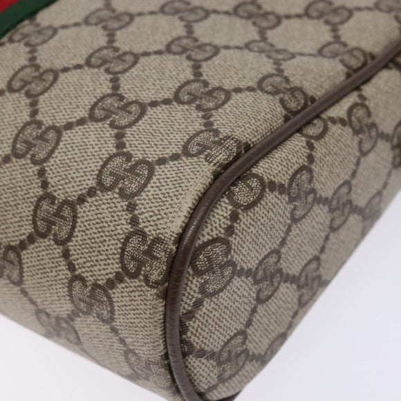 GUCCI GG Supreme Web Sherry Line Clutch Bag PVC Beige Red 63 01 012 Auth 135068