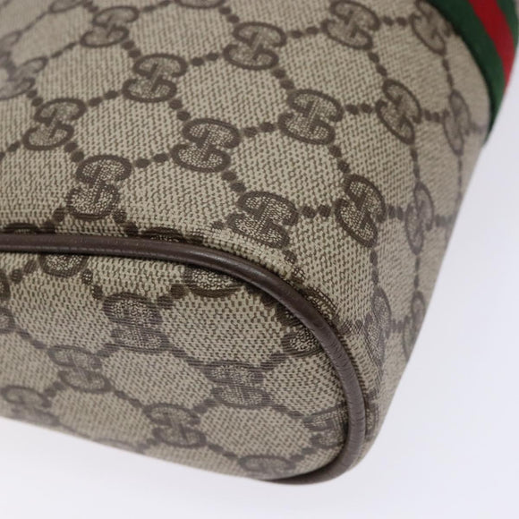 GUCCI GG Supreme Web Sherry Line Clutch Bag PVC Beige Red 63 01 012 Auth 135068