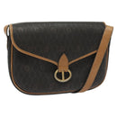 Christian Dior Honeycomb Canvas Shoulder Bag PVC Black Gold Auth 135069-1