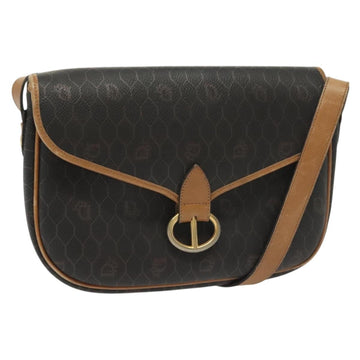 Christian Dior Honeycomb Canvas Shoulder Bag PVC Black Gold Auth 135069