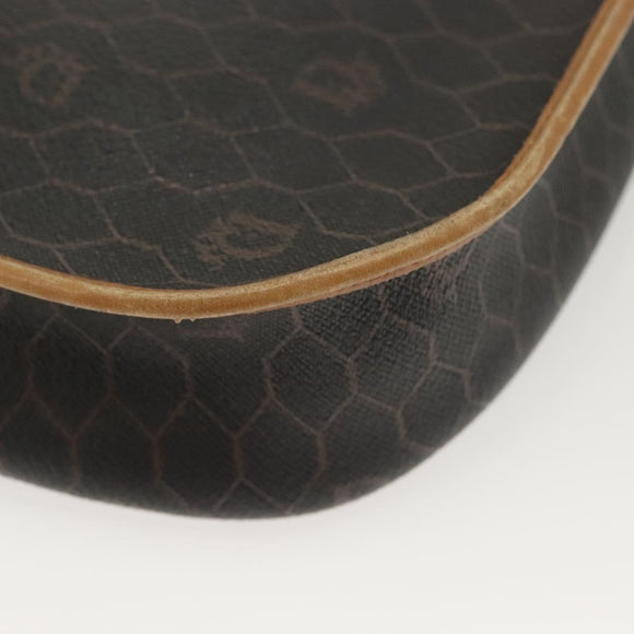 Christian Dior Honeycomb Canvas Shoulder Bag PVC Black Gold Auth 135069