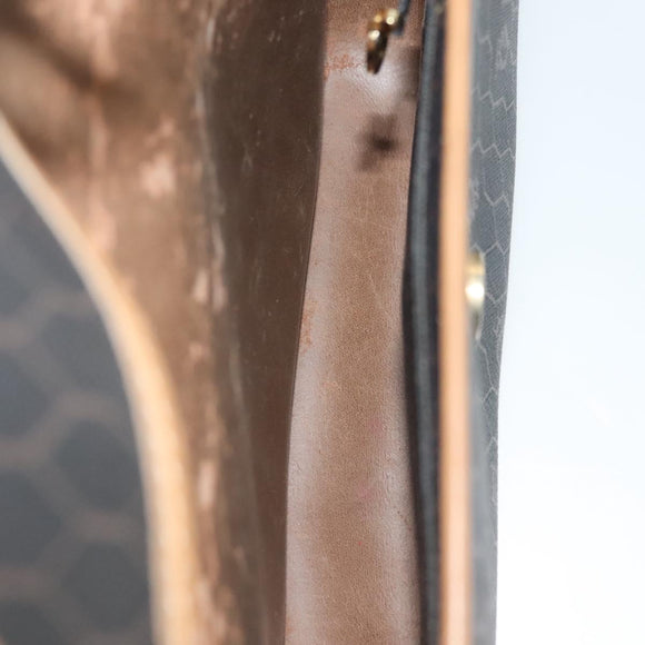 Christian Dior Honeycomb Canvas Shoulder Bag PVC Black Gold Auth 135069