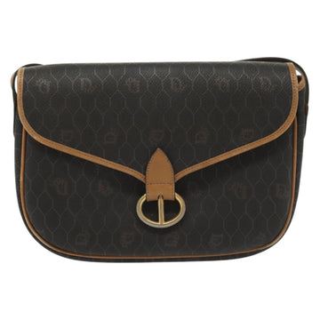 Christian Dior Honeycomb Canvas Shoulder Bag PVC Black Gold Auth 135069 - 0