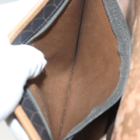 Christian Dior Honeycomb Canvas Shoulder Bag PVC Black Gold Auth 135069