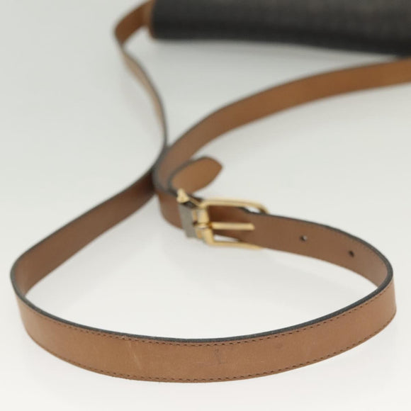 Christian Dior Honeycomb Canvas Shoulder Bag PVC Black Gold Auth 135069