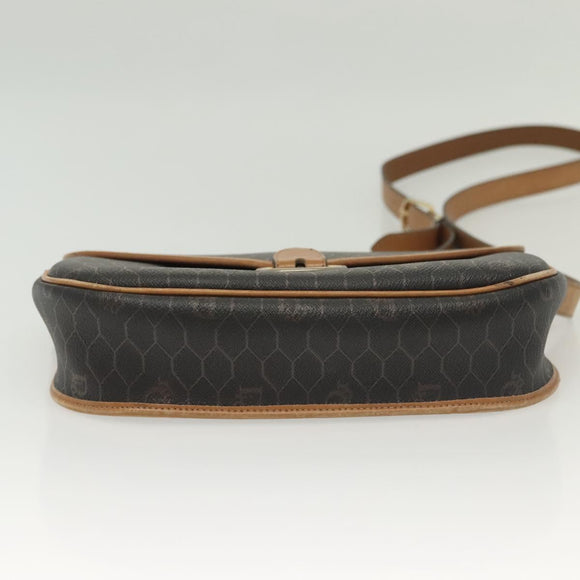 Christian Dior Honeycomb Canvas Shoulder Bag PVC Black Gold Auth 135069