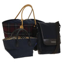 Burberrys Nova Check Black Label Blue Label Pouch Nylon 3Set Navy Auth 135071-1