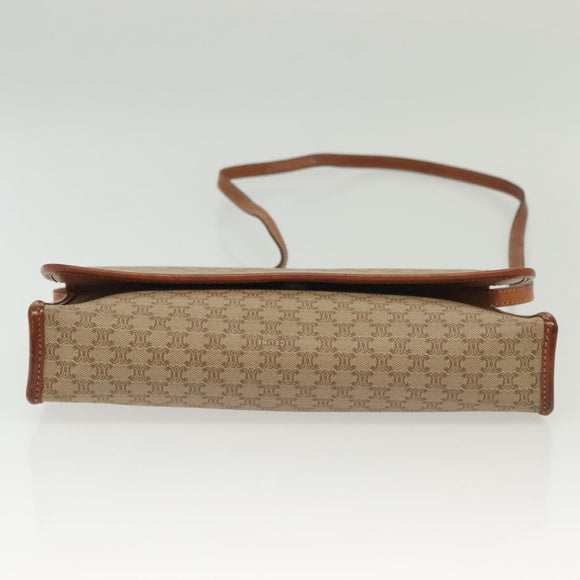 CELINE Macadam Canvas Shoulder Bag PVC Beige Gold Auth 135080