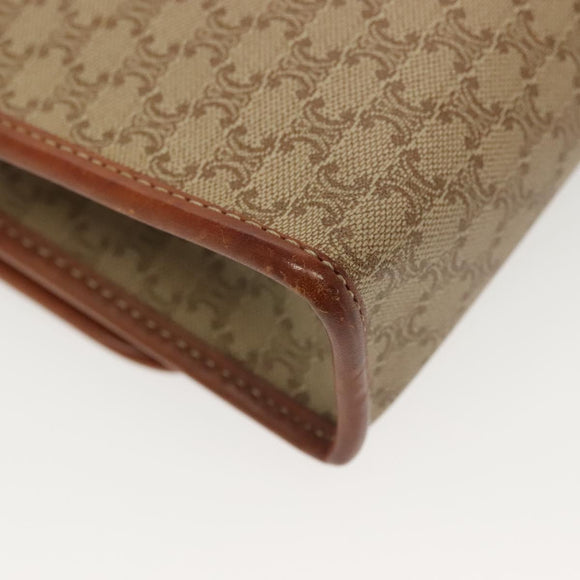 CELINE Macadam Canvas Shoulder Bag PVC Beige Gold Auth 135080