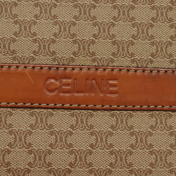 CELINE Macadam Canvas Shoulder Bag PVC Beige Gold Auth 135080