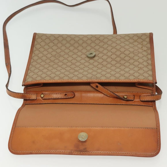 CELINE Macadam Canvas Shoulder Bag PVC Beige Gold Auth 135080