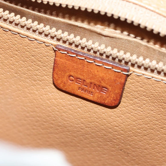 CELINE Macadam Canvas Shoulder Bag PVC Beige Gold Auth 135080