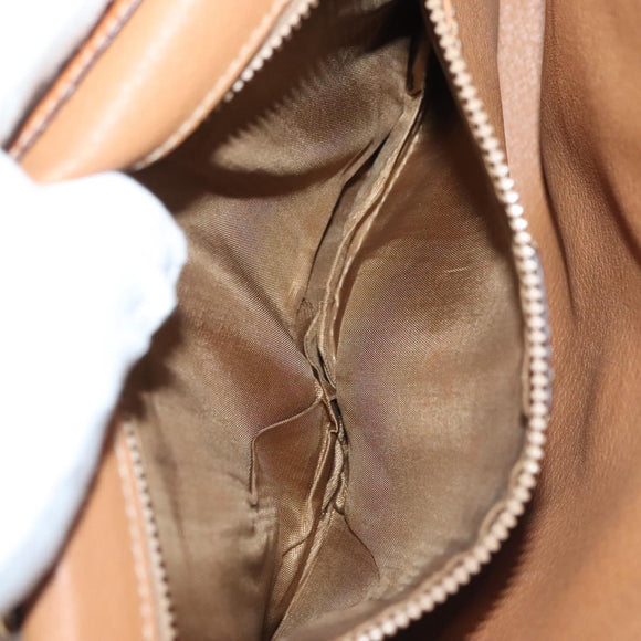 CELINE Macadam Canvas Shoulder Bag PVC Beige Gold Auth 135080