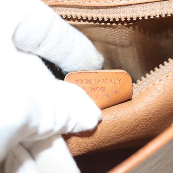 CELINE Macadam Canvas Shoulder Bag PVC Beige Gold Auth 135080