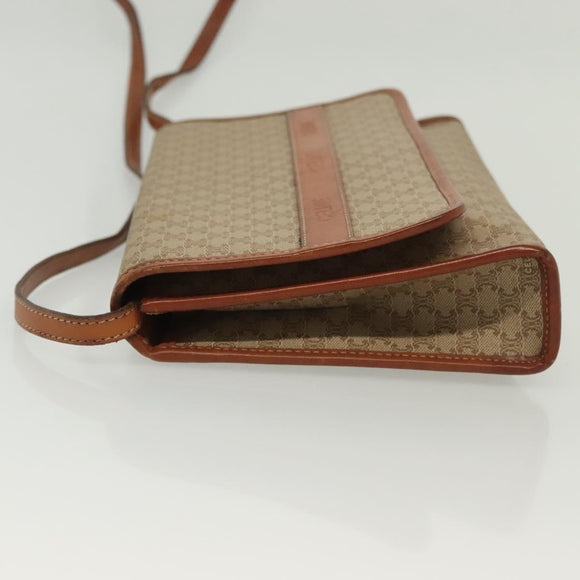 CELINE Macadam Canvas Shoulder Bag PVC Beige Gold Auth 135080