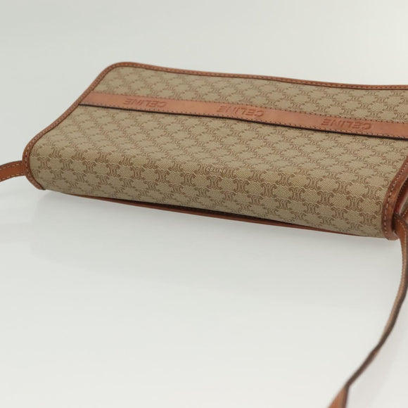 CELINE Macadam Canvas Shoulder Bag PVC Beige Gold Auth 135080