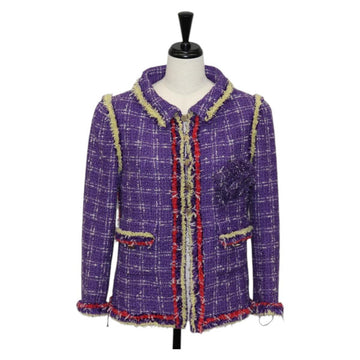 CHANEL Jacket Size 36 Jacket Tweed 34 Purple CC Auth 135090A