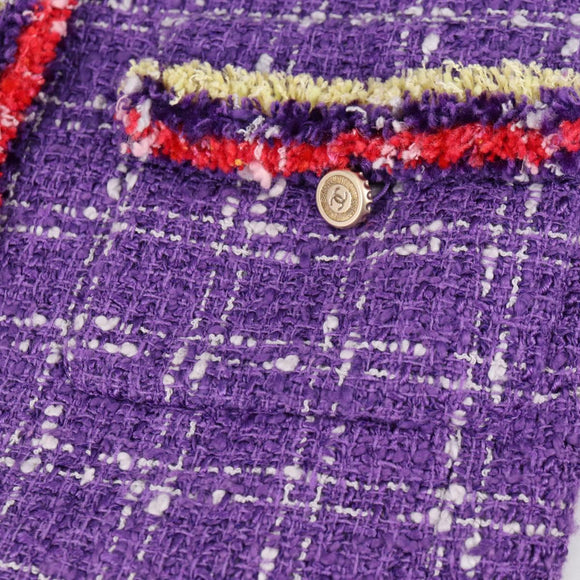 CHANEL Jacket Size 36 Jacket Tweed 34 Purple CC Auth 135090A