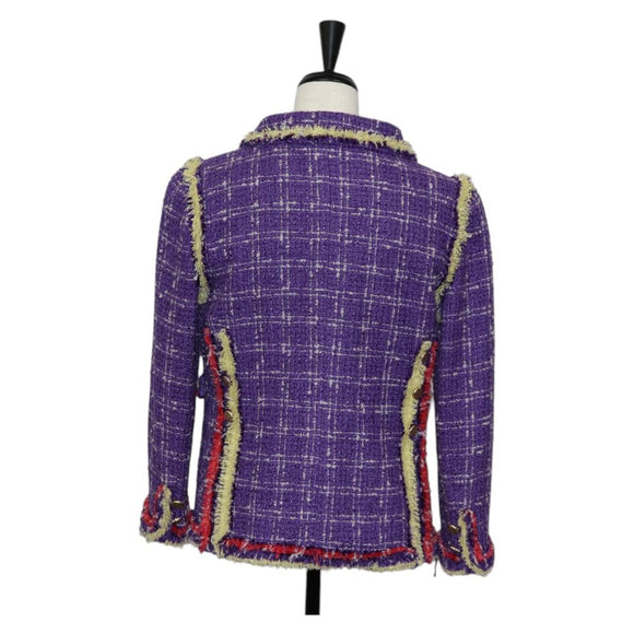 CHANEL Jacket Size 36 Jacket Tweed 34 Purple CC Auth 135090A